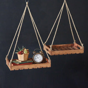 Wood Shelf Organizer with Hooks